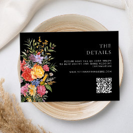 Tarjeta De Recepción Elegante Boda floral Boho Black Dutch