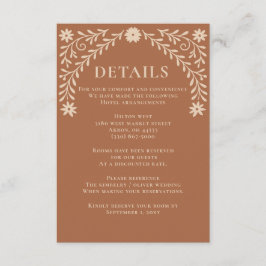 Tarjeta De Recepción Elegante Boda Floral Boho Terracotta