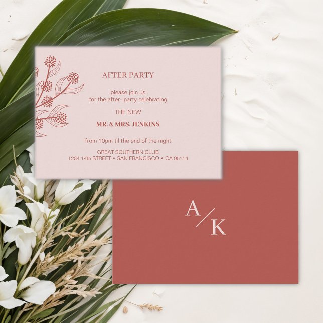 Tarjeta De Recepción Elegante Boda Floral Boho tras Fiesta (Subido por el creador)