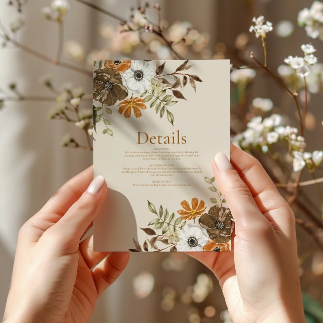Tarjeta De Recepción Elegante Boda floral de acuarela de otoño (Subido por el creador)