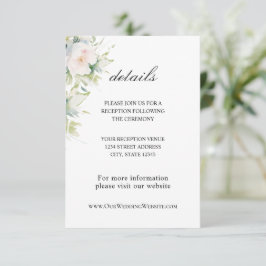 Tarjeta De Recepción Elegante Boda floral de flores blancas