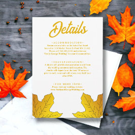 Tarjeta De Recepción Elegante Boda floral de hojas de oro rusticas