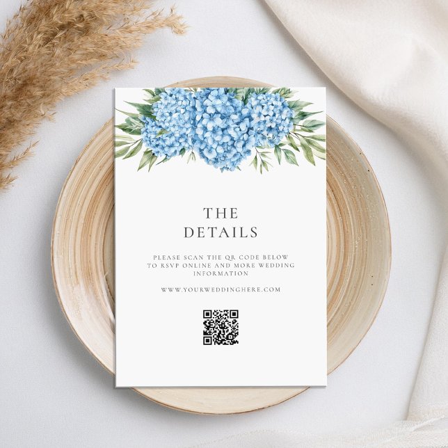 Tarjeta De Recepción Elegante Boda floral de Hydrangea azul (Subido por el creador)