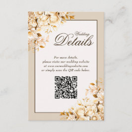 Tarjeta De Recepción Elegante Boda floral de marfil de oro detalles del