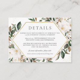 Tarjeta De Recepción Elegante Boda Floral de Marfil Magnolia Detalles