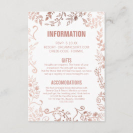 Tarjeta De Recepción Elegante Boda floral de oro rosa blanco