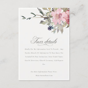 Tarjeta De Recepción Elegante Boda floral Dusky Rubor Rosa detalles
