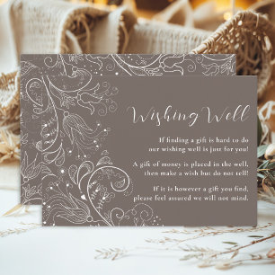 Tarjeta De Recepción Elegante Boda floral Dusty Brown Desearía Bien