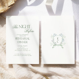 Tarjeta De Recepción Elegante Boda Floral Monograma Ensayo Cena