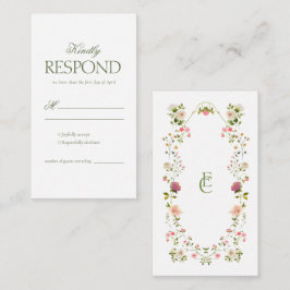 Tarjeta De Recepción Elegante Boda floral Rococo RSVP