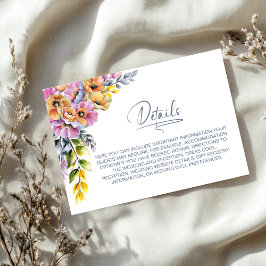 Tarjeta De Recepción Elegante Boda floral rosa y Naranja