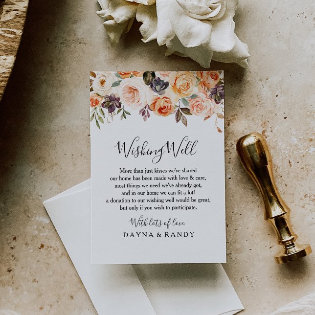 Tarjeta De Recepción Elegante Boda floral rústico de otoño que desea lo (Subido por el creador)
