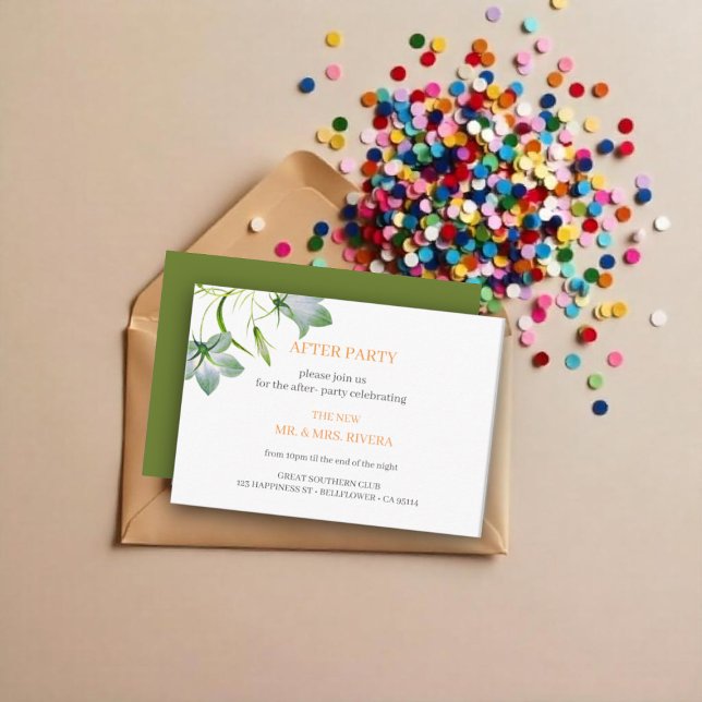 Tarjeta De Recepción Elegante Boda floral tras Fiesta (Subido por el creador)