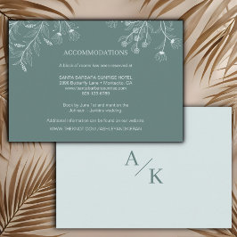 Tarjeta De Recepción Elegante Boda floral Verde azulado