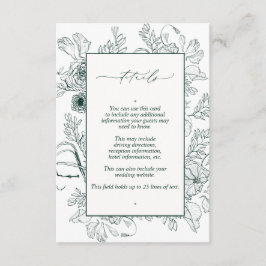 Tarjeta De Recepción Elegante Boda floral verde esmeralda detalles