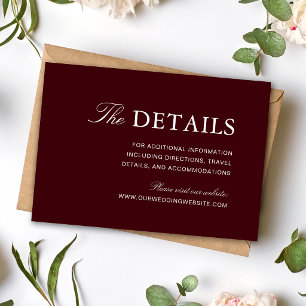 Tarjeta De Recepción Elegante Boda Formal Burgundy y Marfil