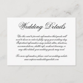 Tarjeta De Recepción Elegante Boda formal de caligrafía blanca y negra