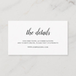 Tarjeta De Recepción Elegante Boda formal simple negro y blanco