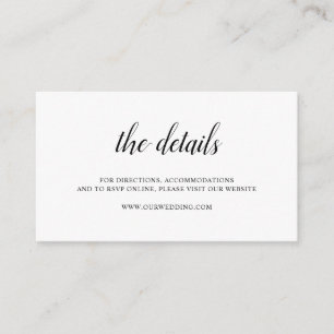 Tarjeta De Recepción Elegante Boda formal simple negro y blanco