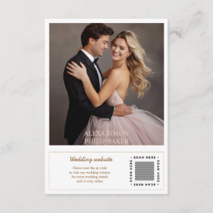 Tarjeta De Recepción Elegante boda fotográfico beige bordeado