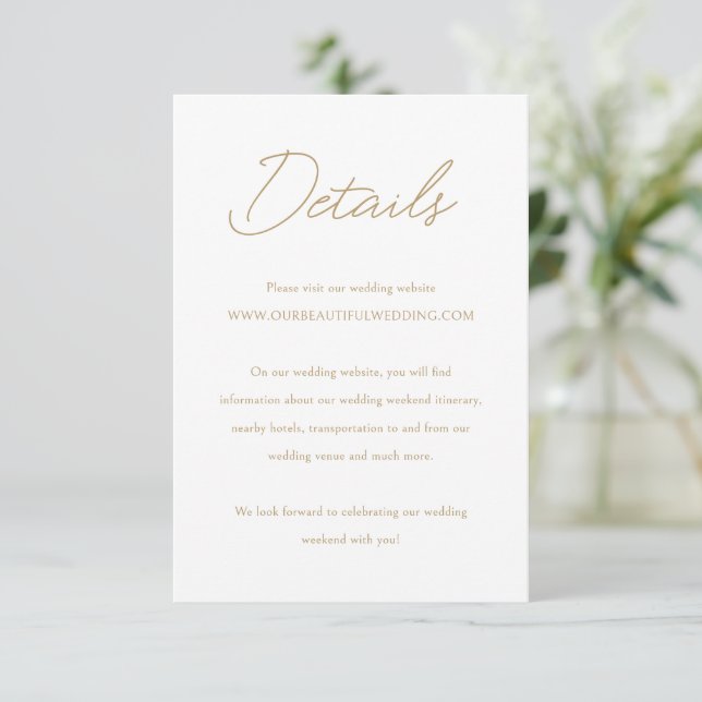 Tarjeta De Recepción Elegante Boda Gold Classic (Anverso de pie)