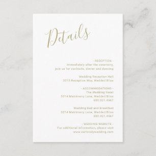 Tarjeta De Recepción Elegante Boda Gold Moderno