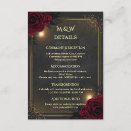 Tarjeta De Recepción Elegante Boda Gótica Glam con Lujo