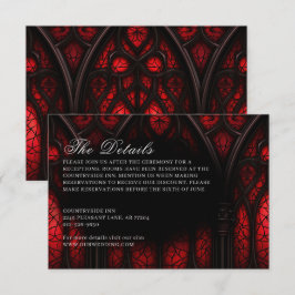 Tarjeta De Recepción Elegante Boda gótico de la Catedral Roja y Negra