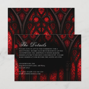 Tarjeta De Recepción Elegante Boda gótico de la Catedral Roja y Negra