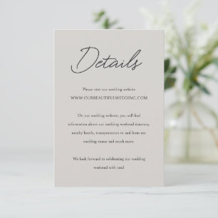 Tarjeta De Recepción Elegante Boda Gris Clásico