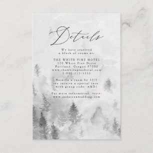 Tarjeta De Recepción Elegante Boda Gris Winter Forest