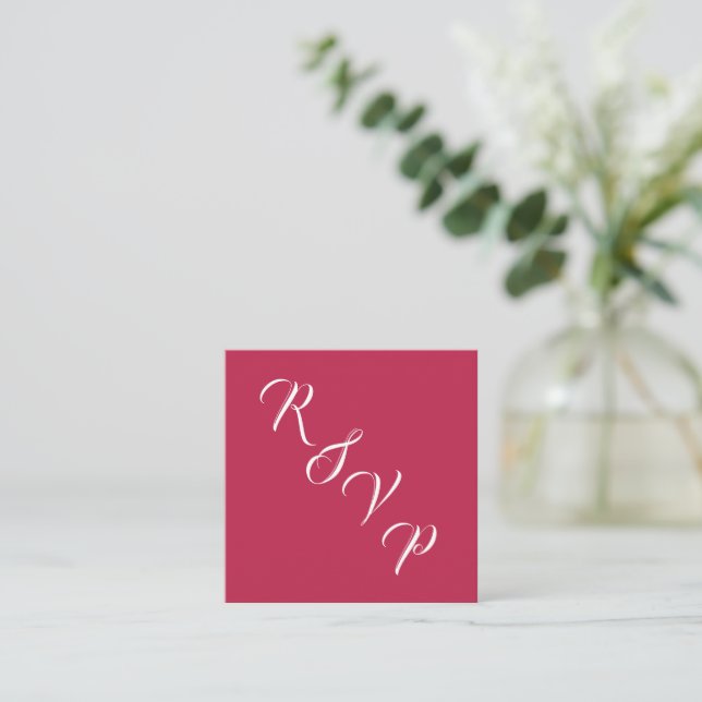 Tarjeta De Recepción Elegante Boda Maroon QR RSVP (Anverso de pie)