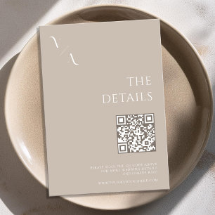 Tarjeta De Recepción Elegante Boda Minimalista de Taupe