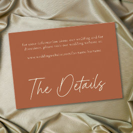 Tarjeta De Recepción Elegante Boda Minimalista de Terracota Oxidada