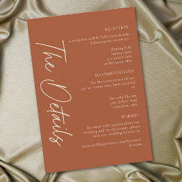 Tarjeta De Recepción Elegante Boda Minimalista de Terracota Oxidada
