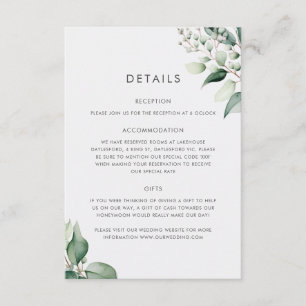 Tarjeta De Recepción Elegante Boda minimalista de vegetación eucalipto