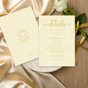 Tarjeta De Recepción Elegante Boda Minimalista Golden Floral