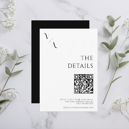 Tarjeta De Recepción Elegante Boda Minimalista moderno negro y blanco