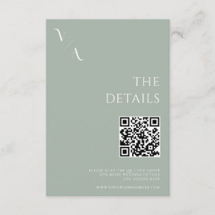 Tarjeta De Recepción Elegante Boda Minimalista Sage Green