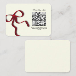 Tarjeta De Recepción Elegante Boda Minimalista Simple Bow Rojo clásico