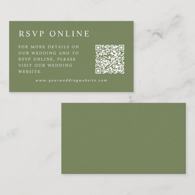 Tarjeta De Recepción Elegante Boda mínimo de RSVP en línea (Anverso / Reverso)