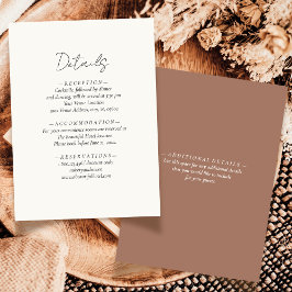 Tarjeta De Recepción Elegante Boda Mocha Neutral Simple Mousse