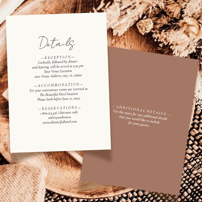 Tarjeta De Recepción Elegante Boda Mocha Neutral Simple Mousse (Subido por el creador)
