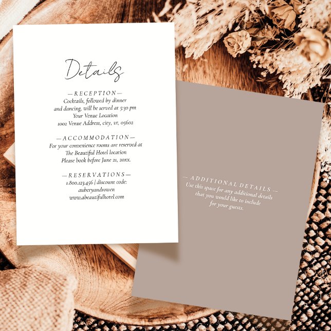 Tarjeta De Recepción Elegante Boda Mocha Neutral Simple Mousse (Subido por el creador)