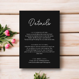 Tarjeta De Recepción Elegante Boda Moderna Chic Simple en Blanco y Negr