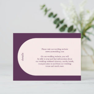 Tarjeta De Recepción Elegante Boda Moderna con Arco Morado