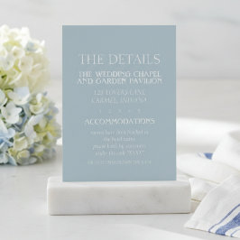 Tarjeta De Recepción Elegante Boda Moderna de Azul Costero