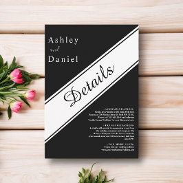 Tarjeta De Recepción Elegante Boda Moderno De Estilo Blanco Y Negro