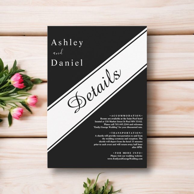 Tarjeta De Recepción Elegante Boda Moderno De Estilo Blanco Y Negro (Subido por el creador)