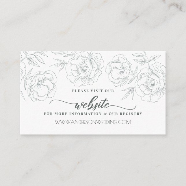 Tarjeta De Recepción Elegante Boda moderno de flores grises de época (Anverso)